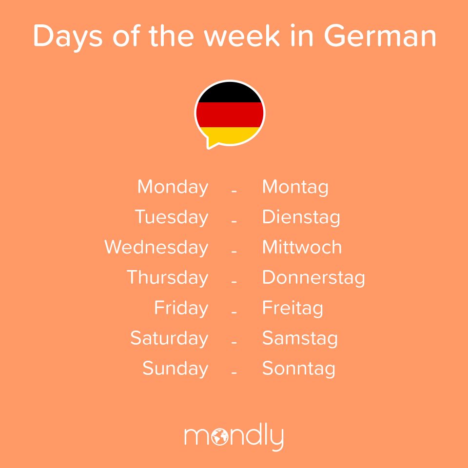 days of the week in German