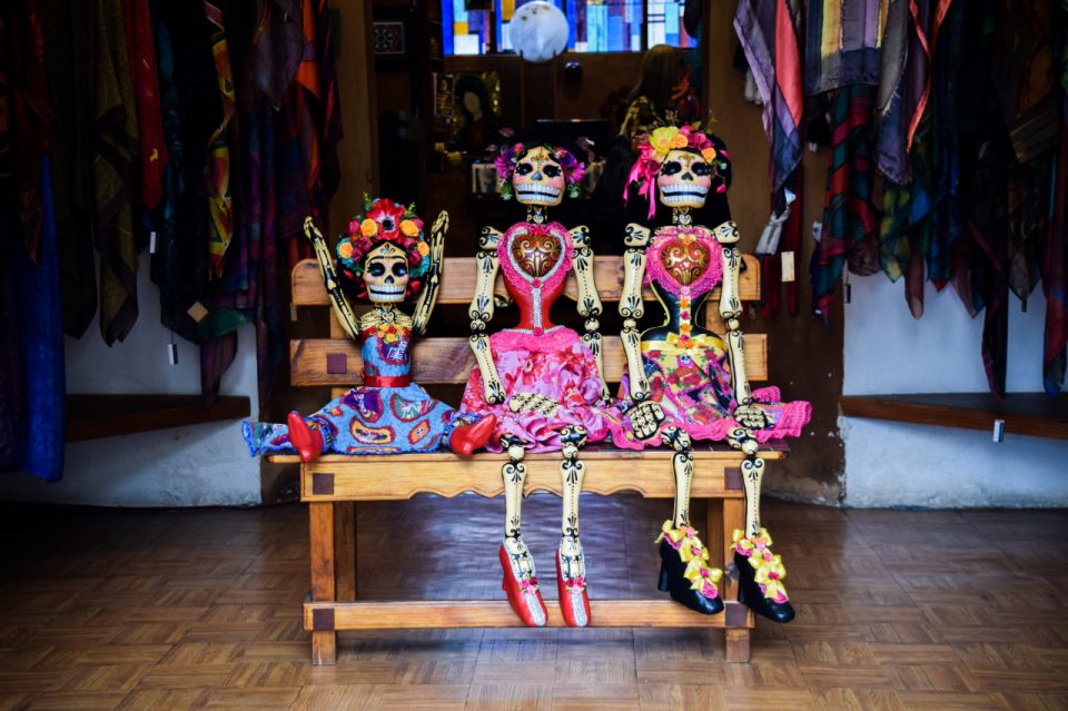 Colorful ofrendas and calaveras during Día de Muertos in Mexico