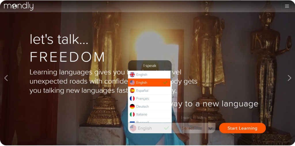 mondly select native language