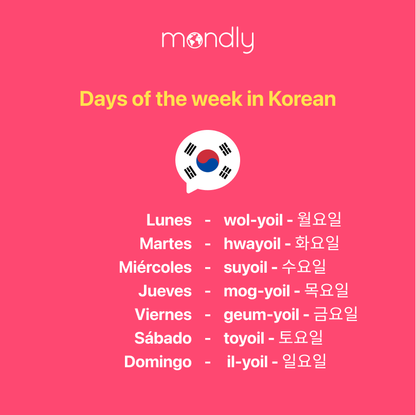 days of the week in korean