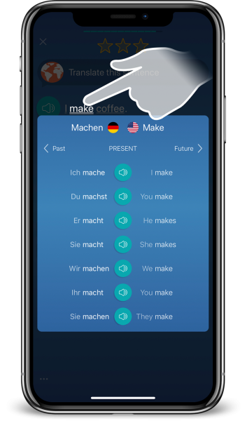 Mondly app screenshot verb conjugation